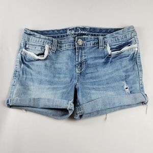 Ariya Jeans 13/14 Blue Jean Shorts Denim Embroidered Embellished Distressed